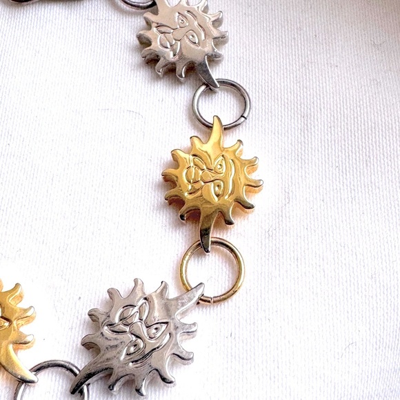 ☀️Vintage Stylish Mexican .925 Sterling Silver Two Tone Sun Motif Bracelet ☀️ - Picture 15 of 16